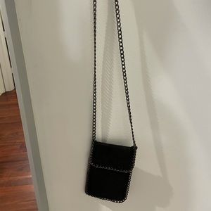 Black cross body purse phone holder